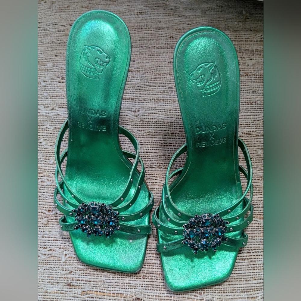 Dundas x Revolve Gem heel , emerald green 7.5